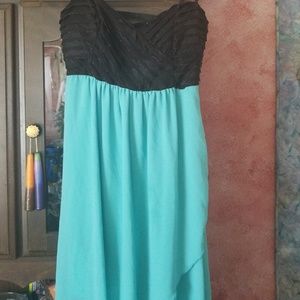 Black and teal high low dress